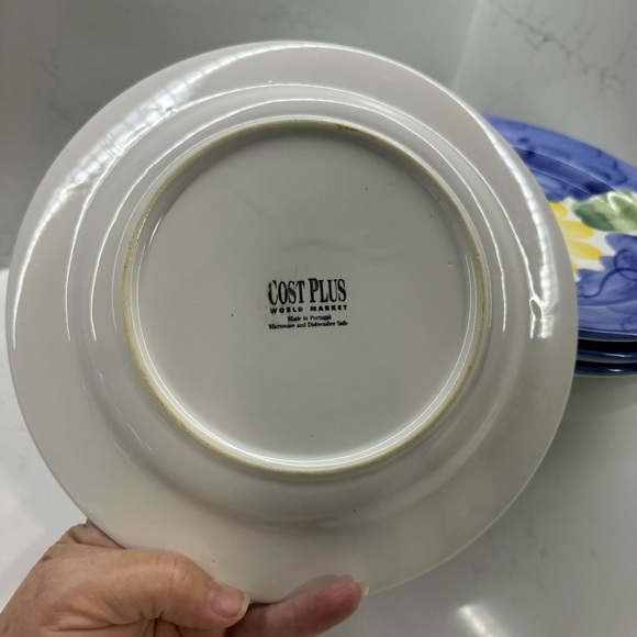 World Market Four 8.75”  Plates - Portugal - Blue, Yellow Flower, green leaves - Picture 5 of 6